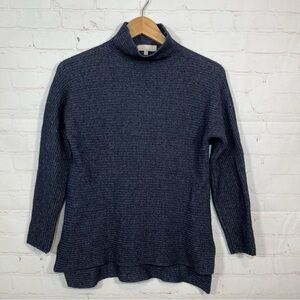 Benedetta B Sweater Womens Small Blue Mock Neck Merino Wool Cashmere Blend